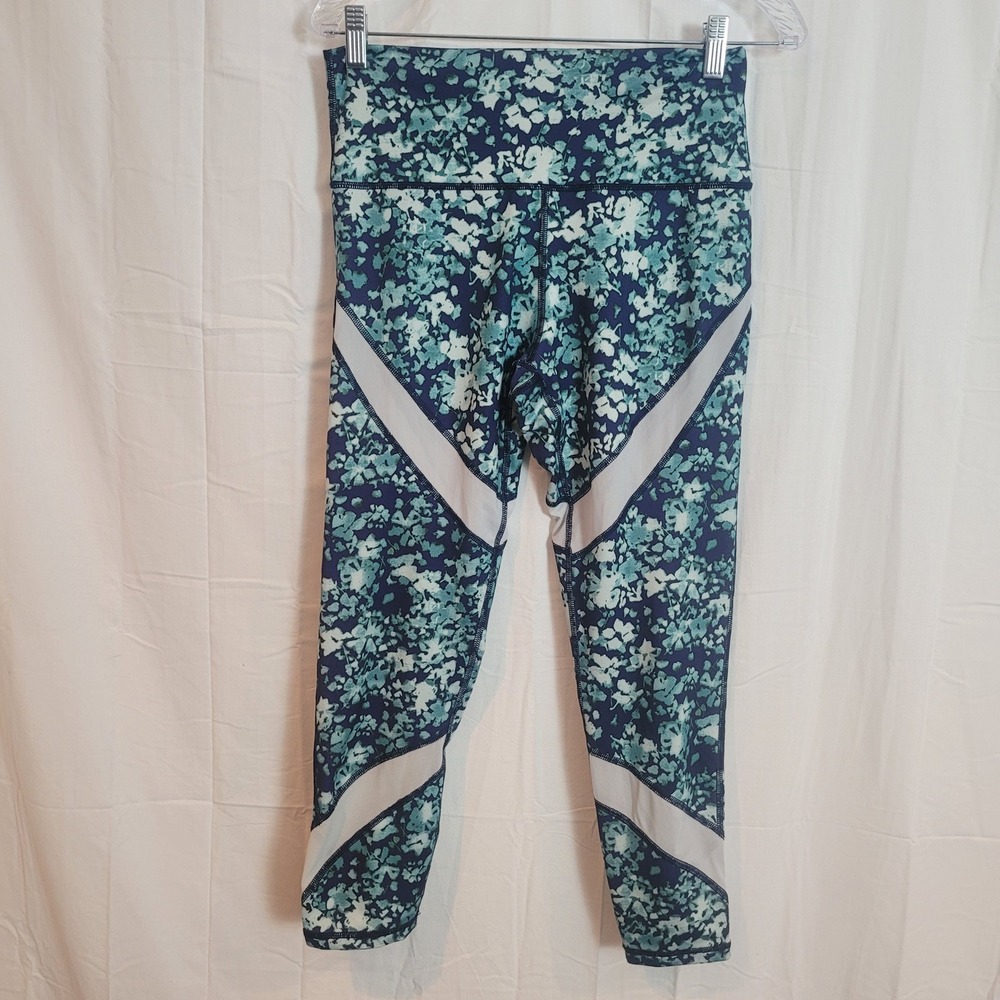 Aerie‎ Chill Play Move Floral Mesh High Waisted Leggings Blue Teal Womens Large